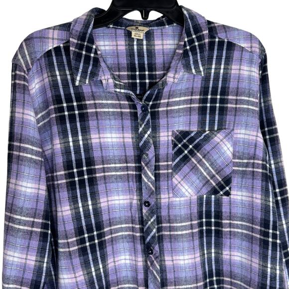 Woolrich Plaid Flannel Shirt XXL Purple Black Long Sleeve 100% Cotton - Picture 11 of 14